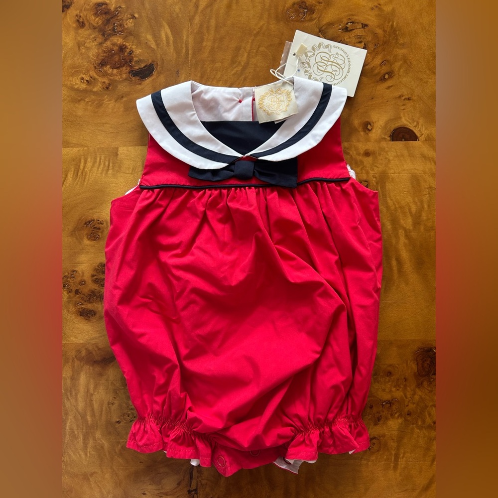 The Beaufort Bonnet Company Red and Navy Bodysuit